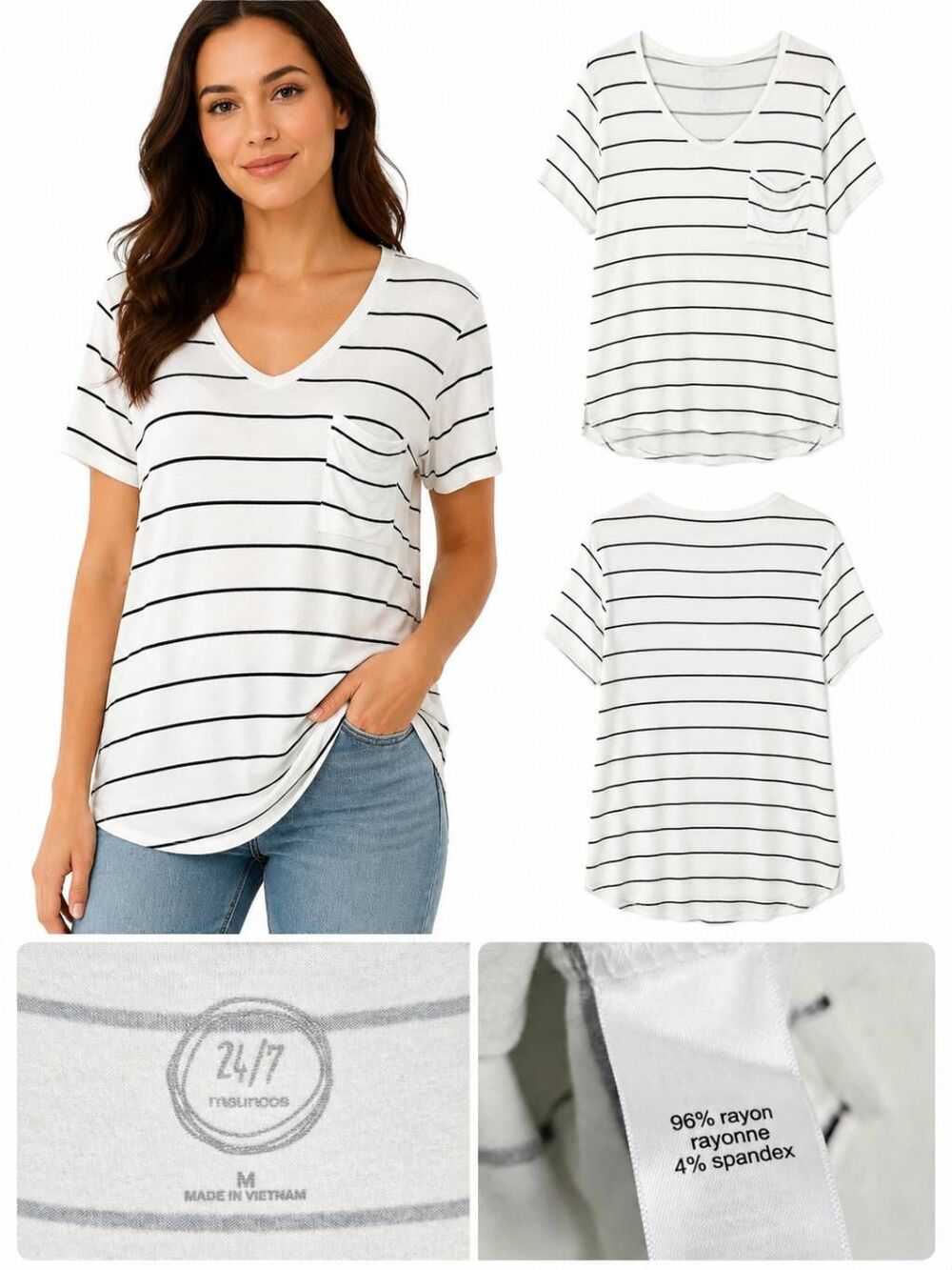 Maurices 24/7 Striped Pocket Tee Womens M